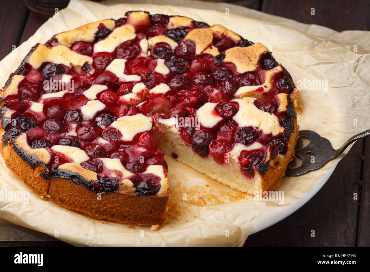 Homemade cherry pie on rustic background Stock Photo - Alamy