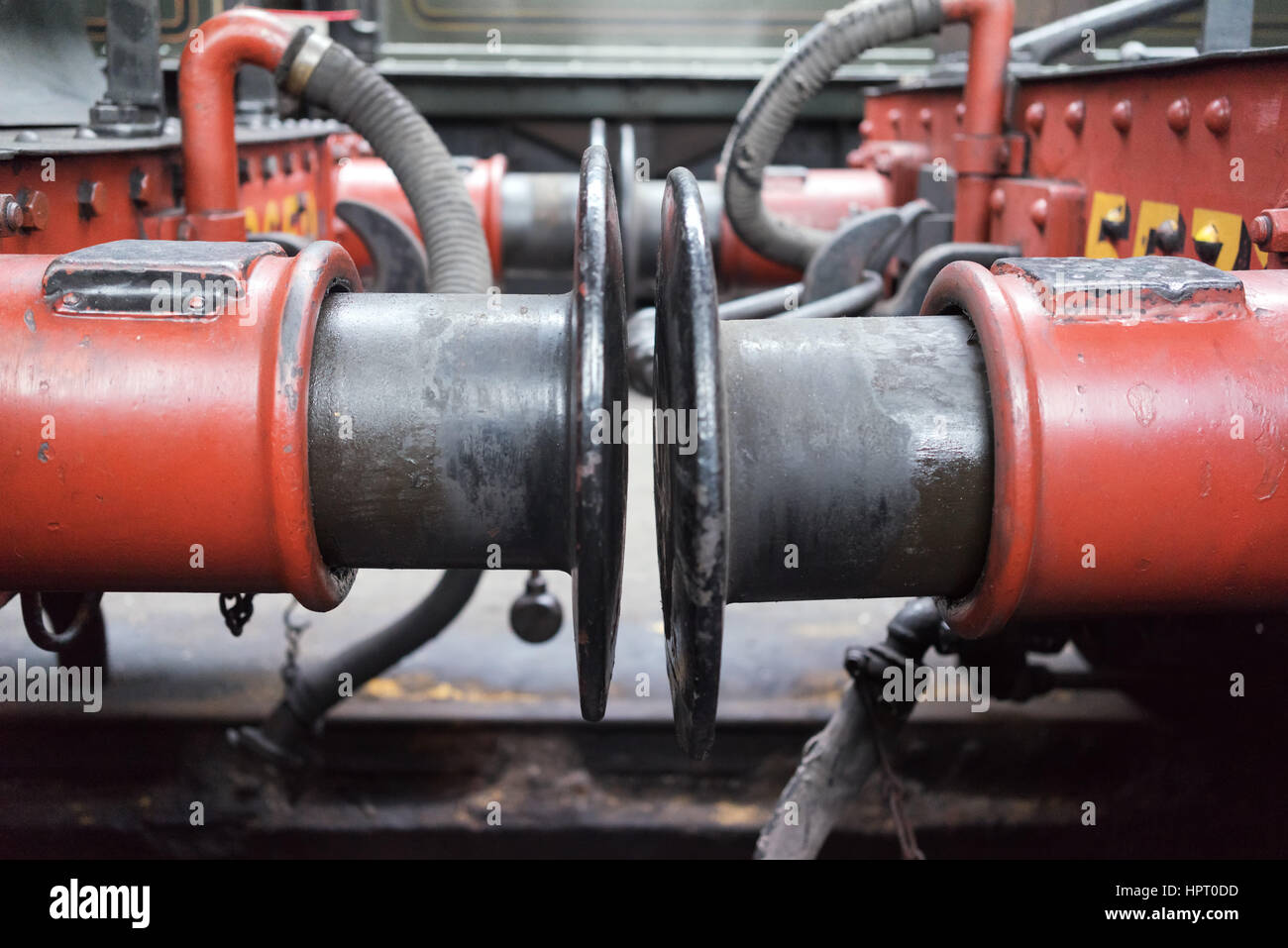 Heritage train buffers joined together Stock Photo