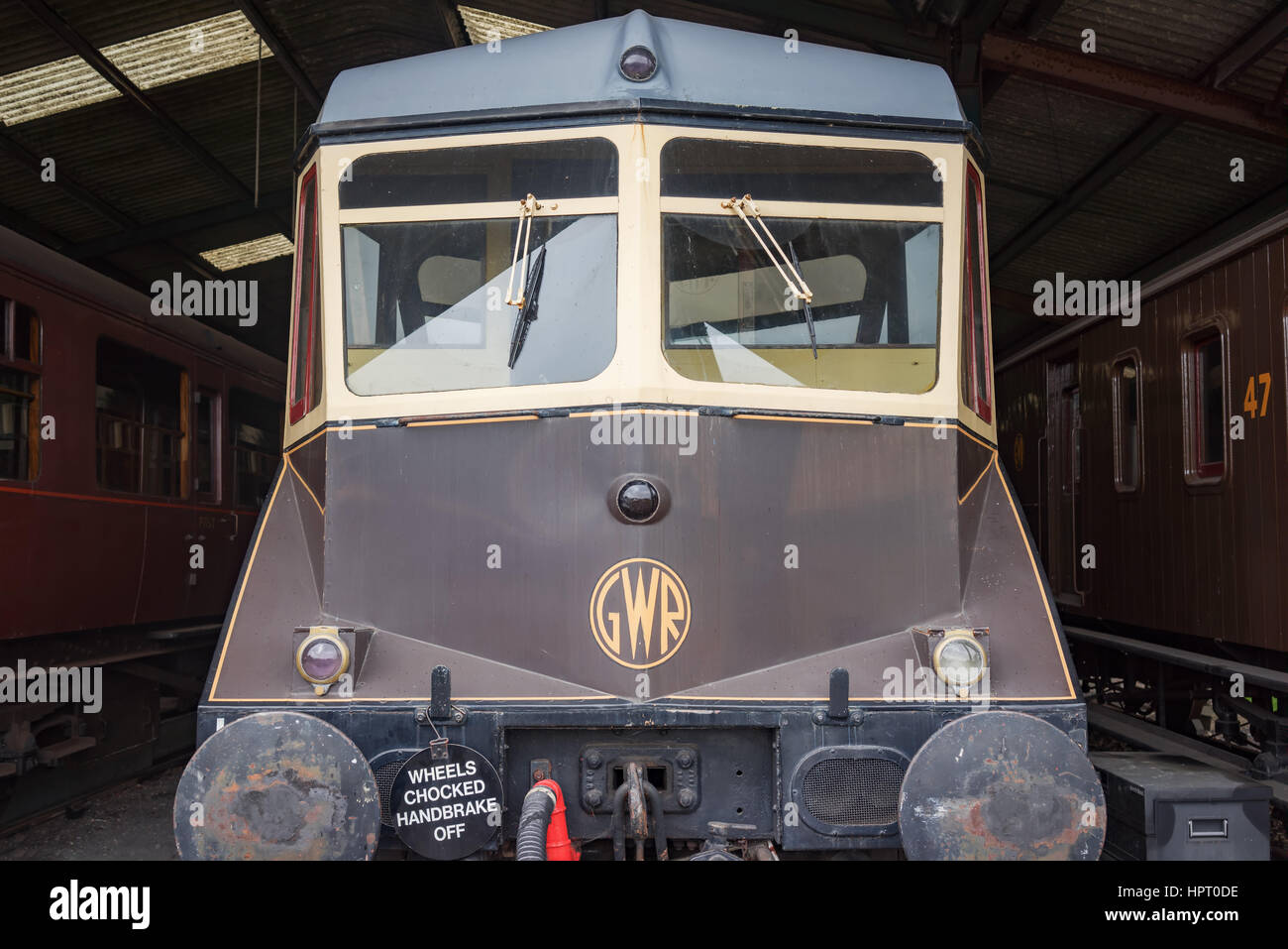 GWR heritage railcar at Didcot railway centre Stock Photo