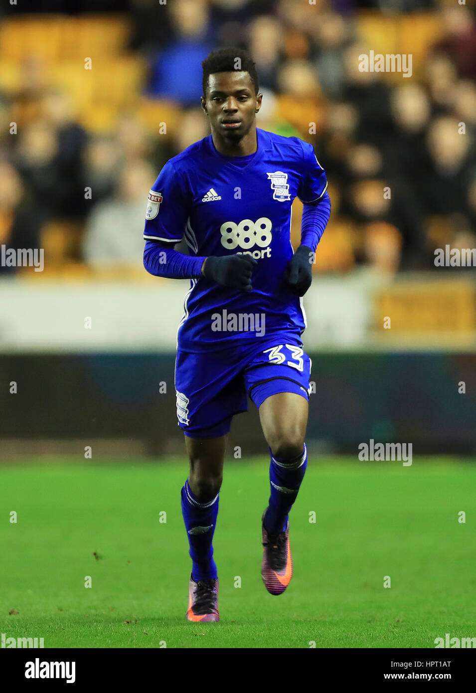 Birmingham City's Cheick Keita during the Sky Bet Championship match at Molineux, Wolverhampton. PRESS ASSOCIATION Photo. Picture date: Friday February 24, 2017. See PA story SOCCER Wolves. Photo credit should read: Tim Goode/PA Wire. RESTRICTIONS: EDITORIAL USE ONLY No use with unauthorised audio, video, data, fixture lists, club/league logos or 'live' services. Online in-match use limited to 75 images, no video emulation. No use in betting, games or single club/league/player publications. Stock Photo