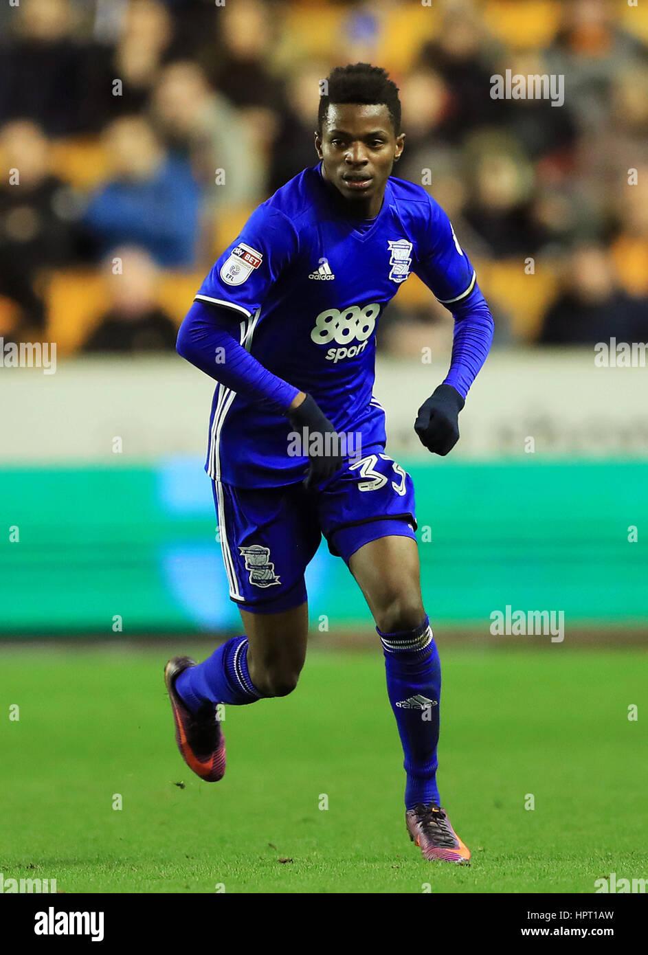 Birmingham City's Cheick Keita during the Sky Bet Championship match at Molineux, Wolverhampton. PRESS ASSOCIATION Photo. Picture date: Friday February 24, 2017. See PA story SOCCER Wolves. Photo credit should read: Tim Goode/PA Wire. RESTRICTIONS: No use with unauthorised audio, video, data, fixture lists, club/league logos or 'live' services. Online in-match use limited to 75 images, no video emulation. No use in betting, games or single club/league/player publications. Stock Photo