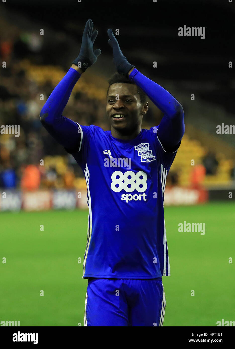 Birmingham City's Cheick Keita applauds the fans after the Sky Bet Championship match at Molineux, Wolverhampton. PRESS ASSOCIATION Photo. Picture date: Friday February 24, 2017. See PA story SOCCER Wolves. Photo credit should read: Tim Goode/PA Wire. RESTRICTIONS: EDITORIAL USE ONLY No use with unauthorised audio, video, data, fixture lists, club/league logos or 'live' services. Online in-match use limited to 75 images, no video emulation. No use in betting, games or single club/league/player publications. Stock Photo