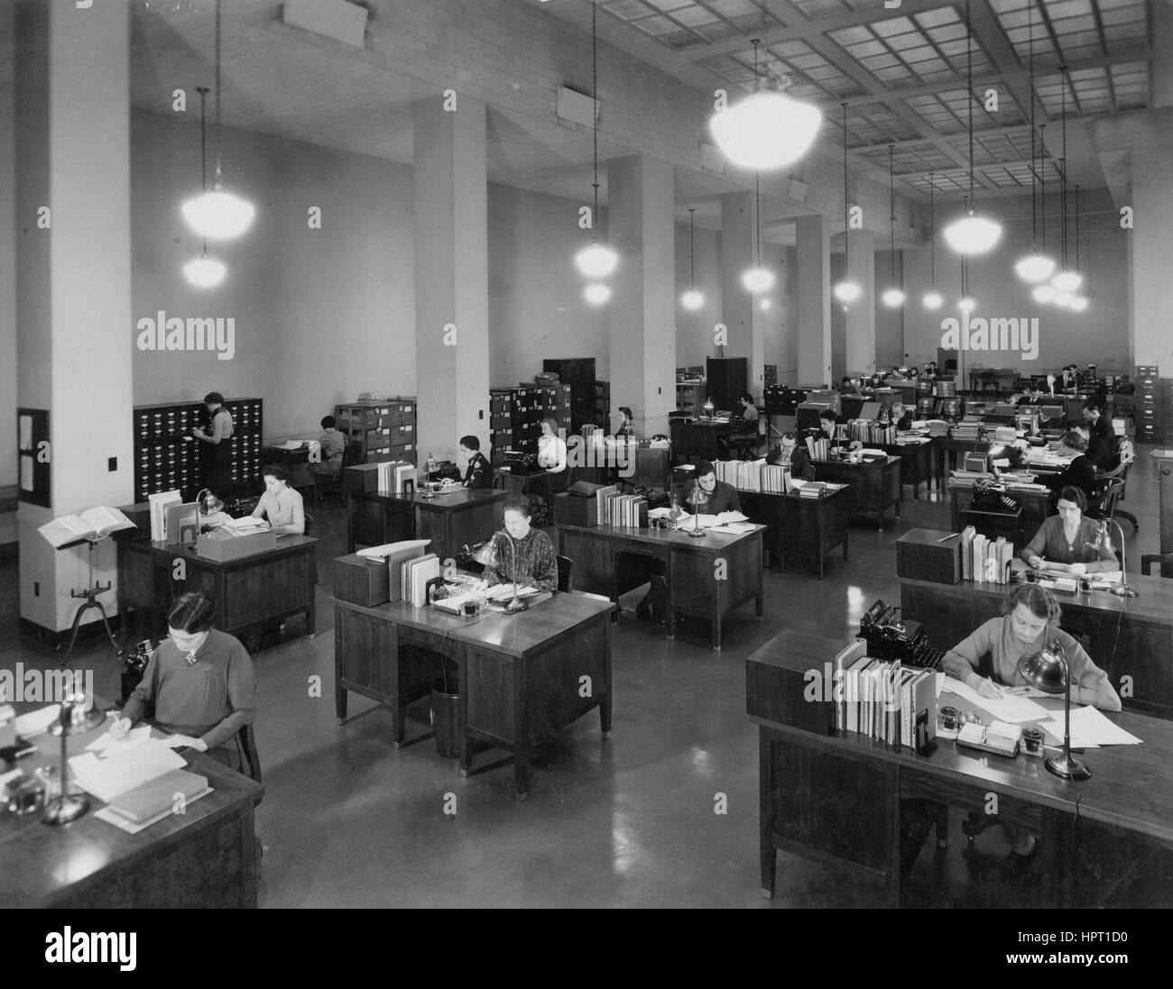 National Archives Division of Classification and Cataloging employees at work, November 17, 1937. Stock Photo