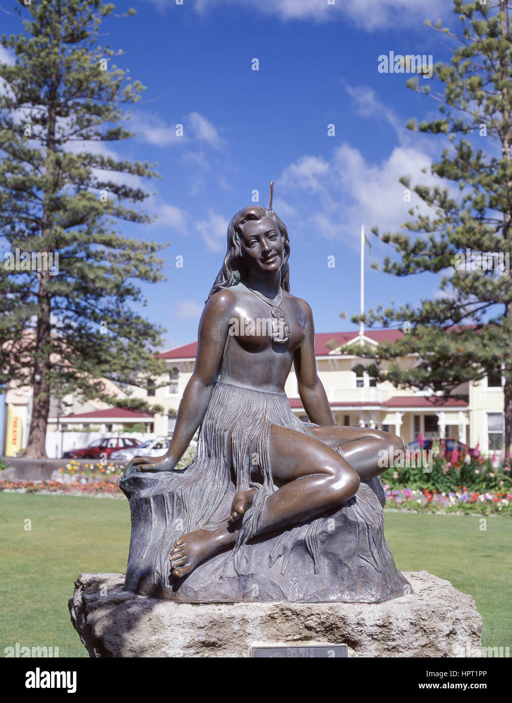 'Pania of the Reef' Maori maiden statue, Marine Parade Gardens, Marine Parade, Napier, Hawke's Bay, North Island, New Zealand Stock Photo