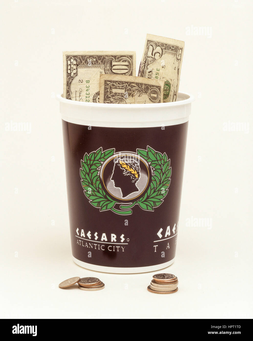 Coin bucket from Caesars Palace Las Vegas casino, Las Vegas Blvd, Las Vegas, Nevada, United States of America Stock Photo