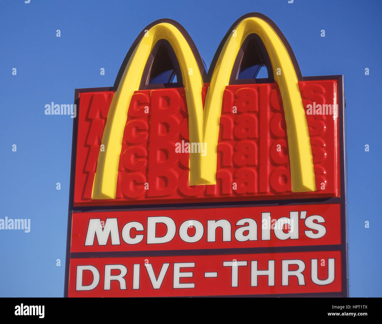 McDonald's Drive-Thru restaurant sign, Miami, Florida, United States of America Stock Photo