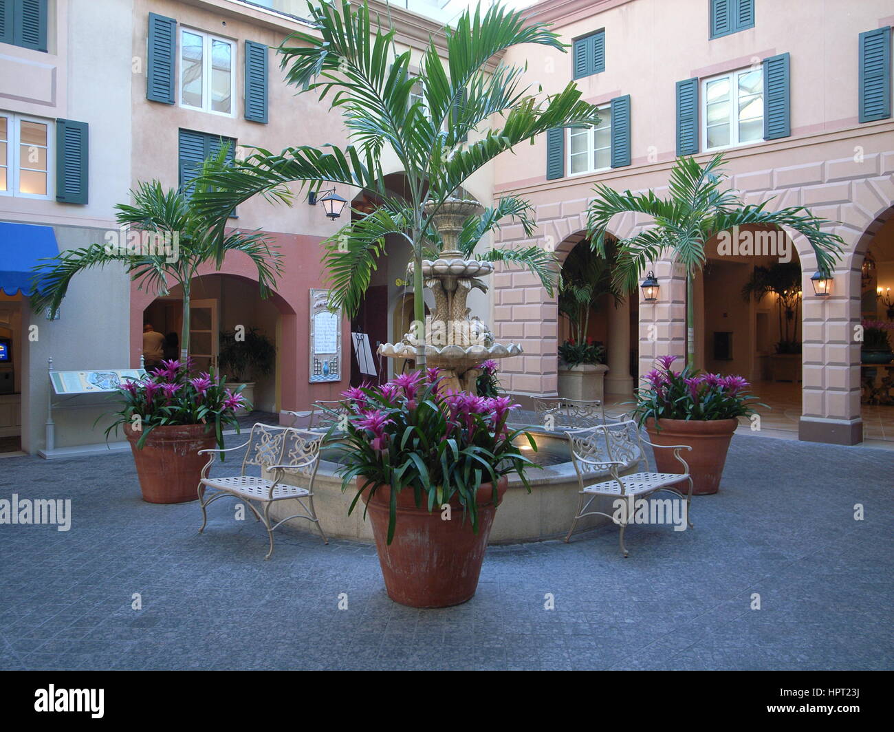 Mediterranean street at Loews Portofino Bay Hotel, Universal Orlando Stock Photo