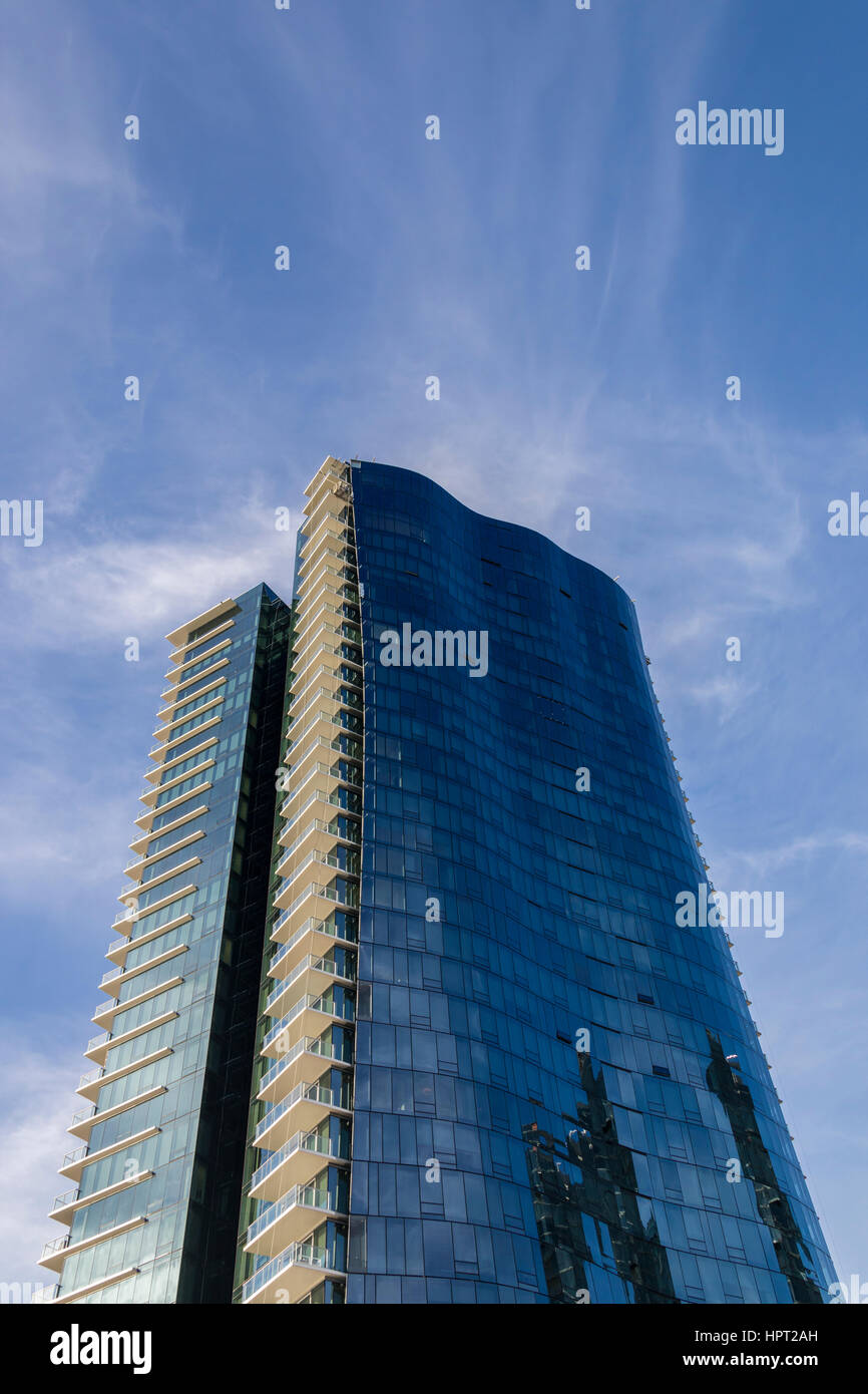 A view of a new luxury apartment building in the Ward area. Stock Photo