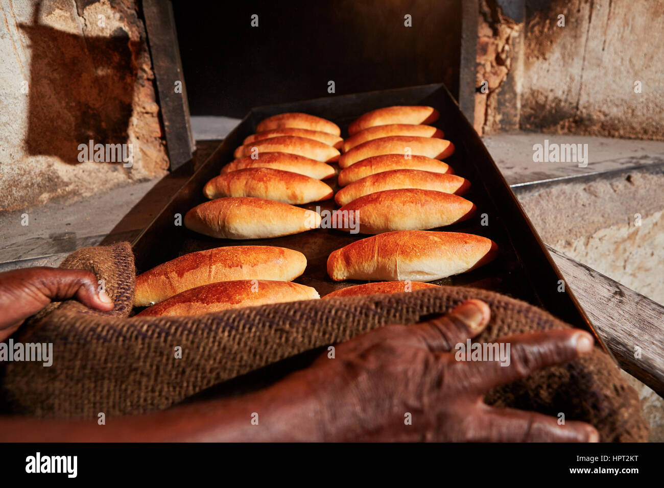 Traditional preparation of rolls in the bakery in Sri Lanka Stock Photo