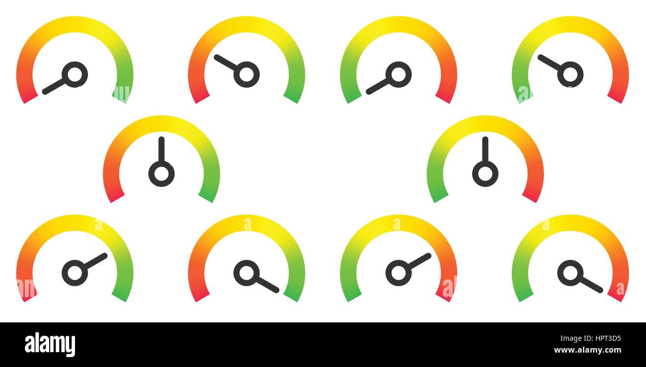meter signs infographic gauge element from red to green and green to