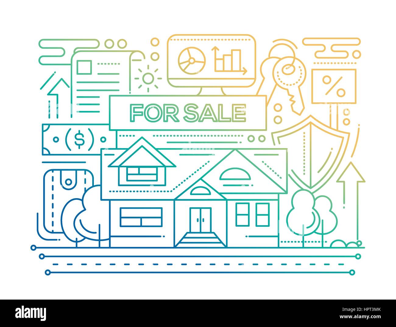 Real Estate line design composition color gradient Stock Vector Image & Art Alamy