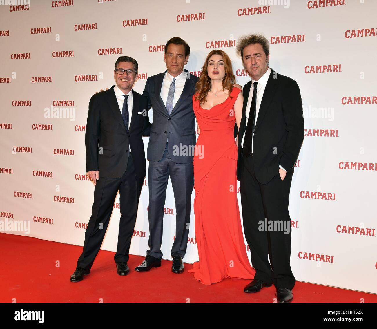 Gala evening for the launch of the Short Movie 'Campari Red Diaries' at Palazzo Delle Esposizioni  Featuring: Clive Owen, Paolo Sorrentino, Bob Kunze Concewitz, Caroline Tillette Where: Rome, Italy When: 24 Jan 2017 Credit: IPA/WENN.com  **Only available for publication in UK, USA, Germany, Austria, Switzerland** Stock Photo