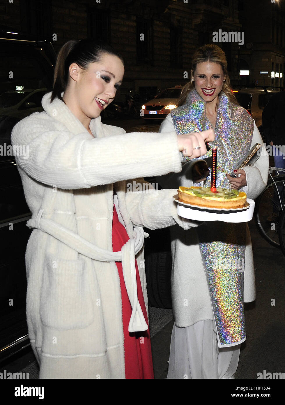 Michelle Hunziker celebrates her 40th birthday with a party with friends and family  Featuring: Michelle Hunziker, Aurora Ramazzotti Where: Milan, Italy When: 24 Jan 2017 Credit: IPA/WENN.com  **Only available for publication in UK, USA, Germany, Austria, Switzerland** Stock Photo