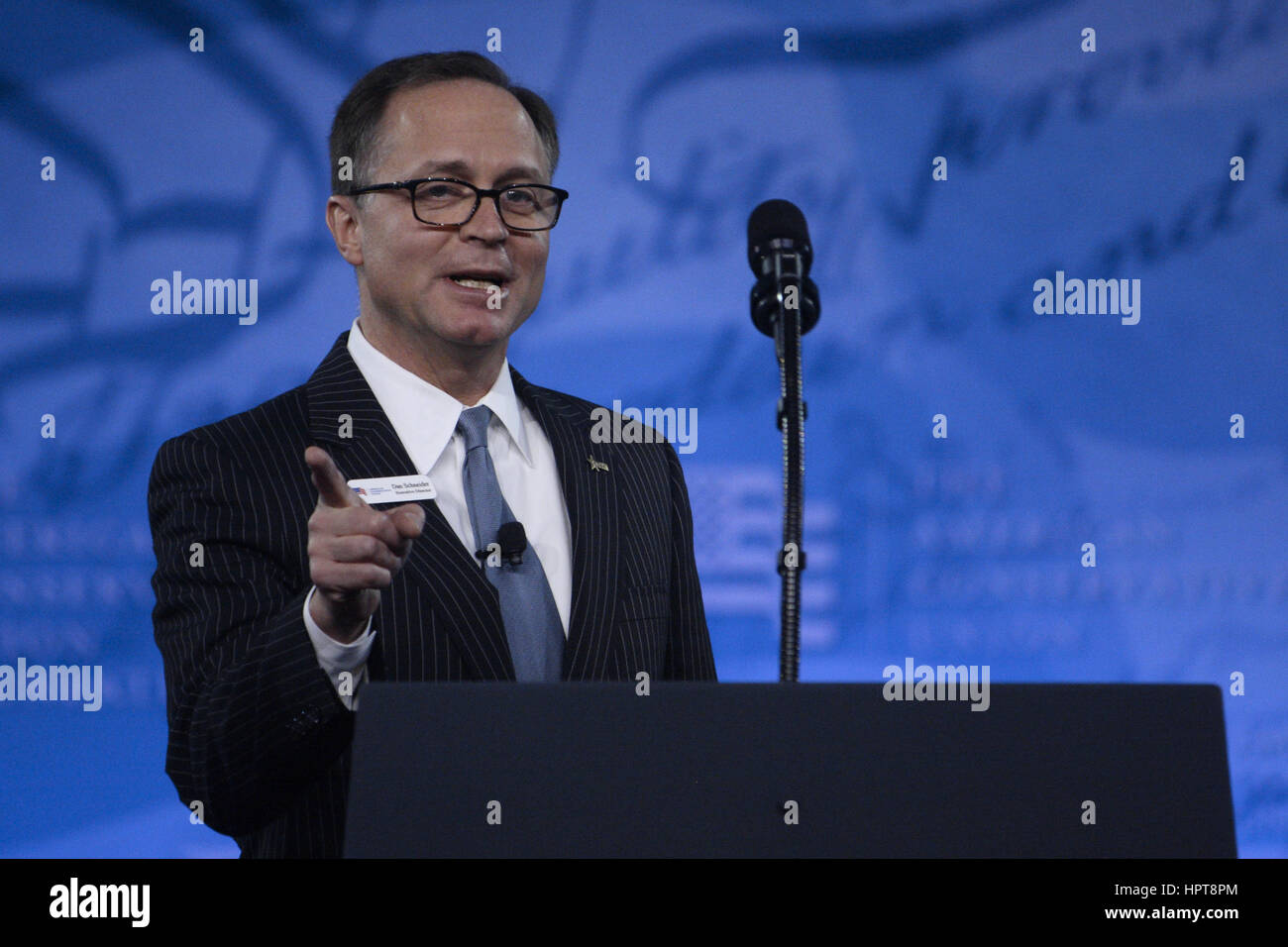 National Harbor, Maryland, USA. 24th Feb, 2017. Dan Schneider, Executive Director of the American Conservative Union, opens third day of the 2017 Conservative Political Action Conference. Credit: Evan Golub/ZUMA Wire/Alamy Live News Stock Photo