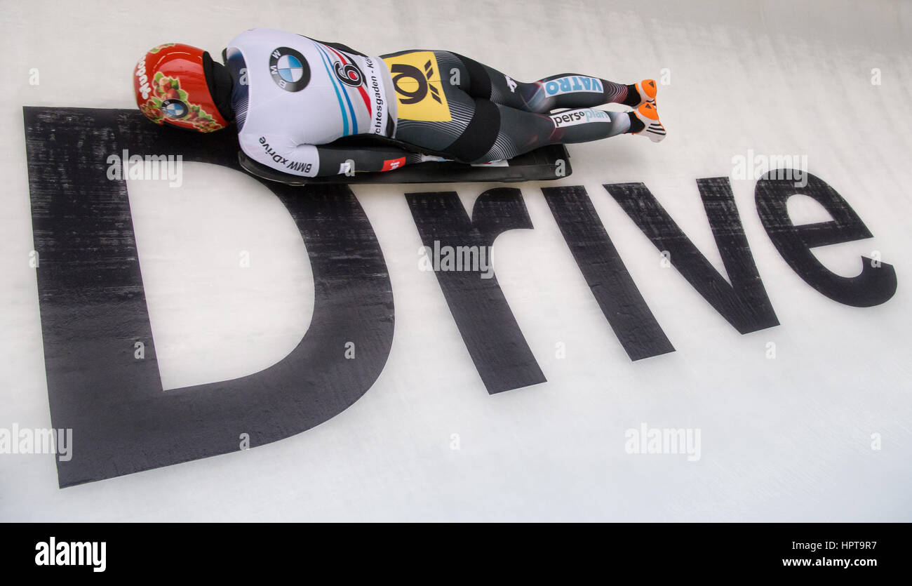 Koenigssee, Germany. 24th Feb, 2017. German athlete Jacqueline Loelling in action at the IBSF Bobsleigh and Skeleton World Championships 2017 in Schoenau am Koenigssee, Germany, 24 February 2017. The IBSF World Championships 2017 take place until 26 February 2017. Credit: dpa picture alliance/Alamy Live News Stock Photo