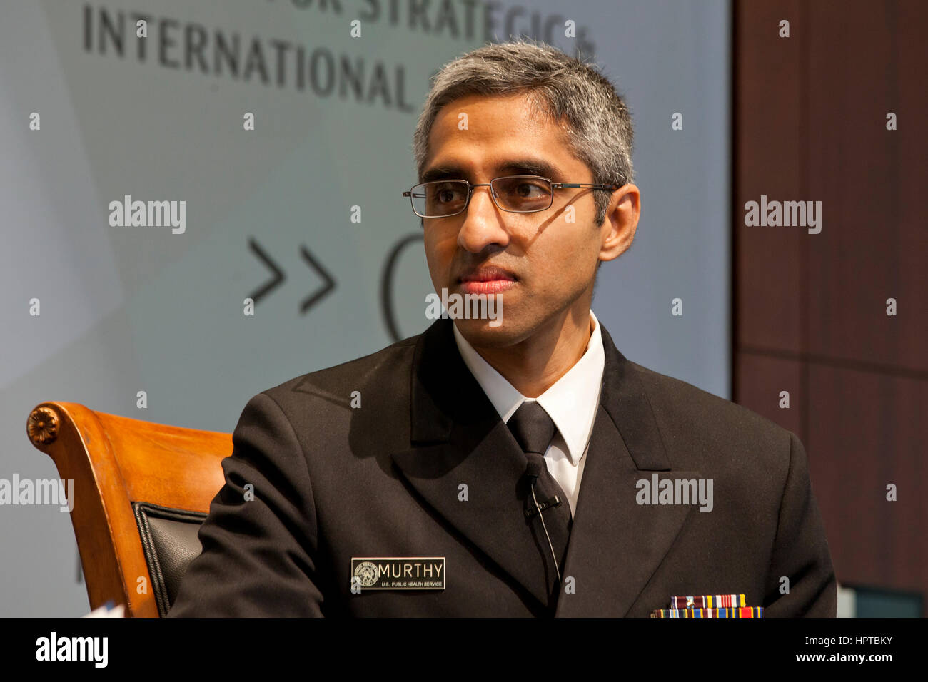 February 24, 2017, Washington, DC USA: US Surgeon General Dr. Vivek H. Murthy discusses current US medical issues, including the outbreak of prescription opioid epidemic. Stock Photo