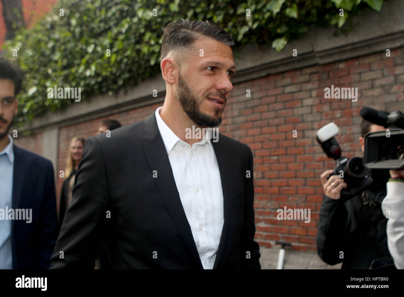 Martin Demichelis arrival at a reception at the Embassy of Argentina in Madrid on Friday 24 February 2017 Stock Photo