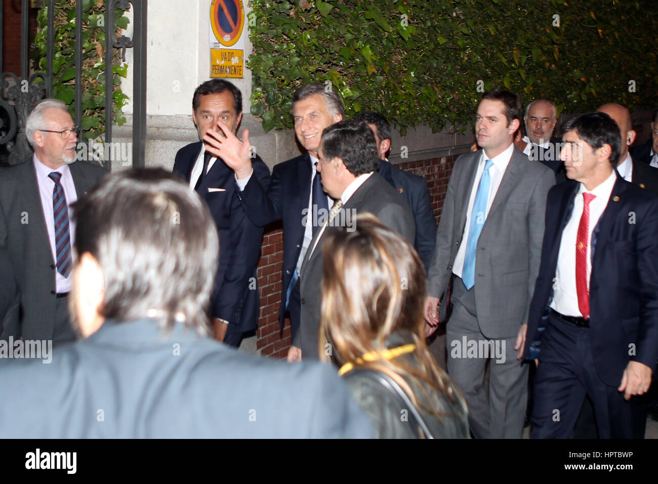 Argentina´s President Mauricio Macri  arrival at a reception at the Embassy of Argentina in Madrid on Friday 24 February 2017 Stock Photo