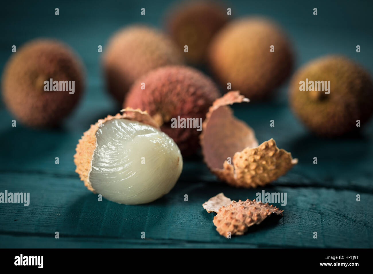 Peeled lychee, close-up Stock Photo