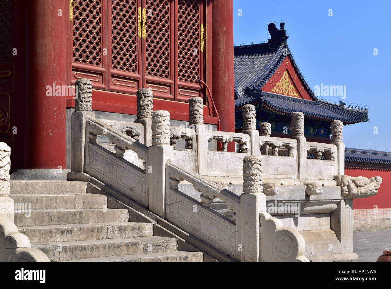 Beijing Temple of Heaven stairs and balustrade detail of Chinese architecture Stock Photo