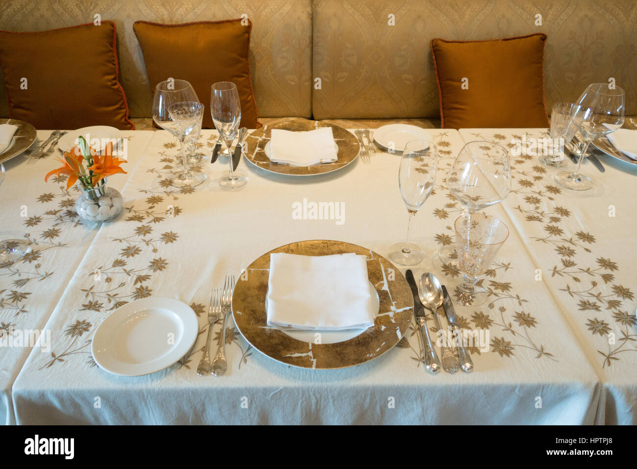 Dining Table inside Adaa Restaurant at Taj Falaknuma Palace in