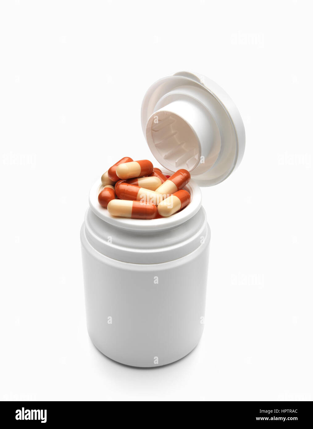 Bottle of pills against white background. Clipping path Stock Photo