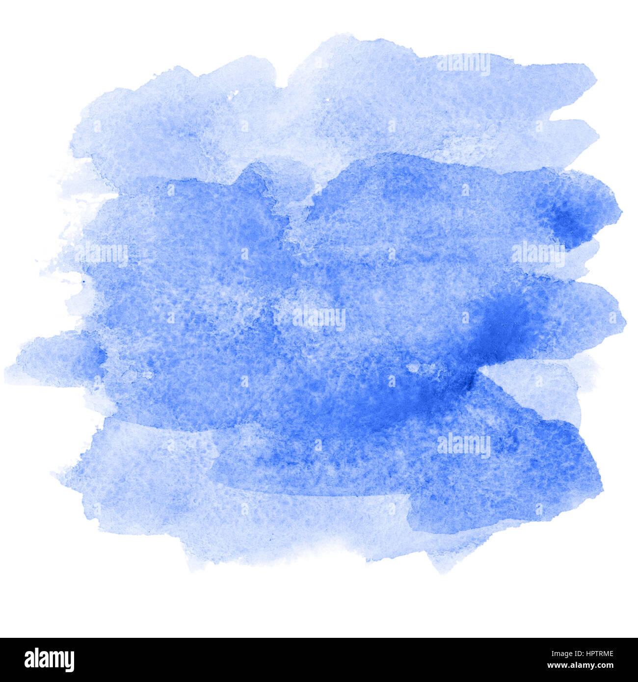 Blue watercolor brush strokes isolated on white - abstract background ...