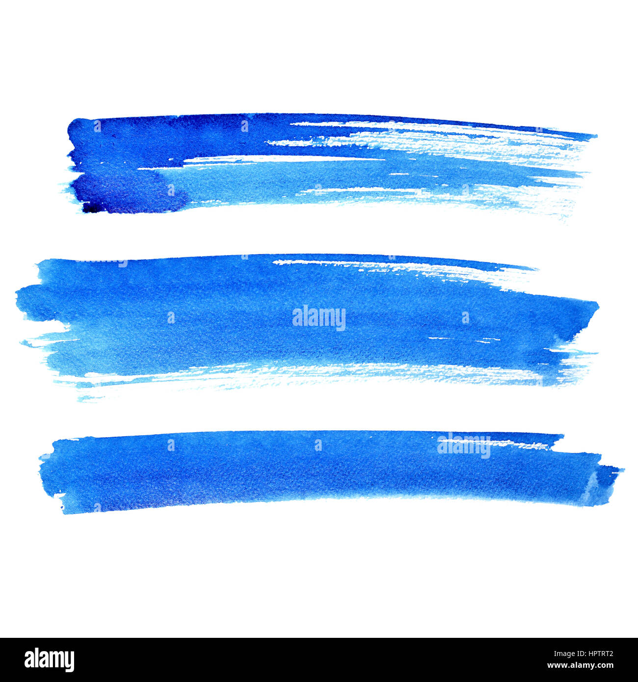 Blue brush strokes isolated over the white background - raster ...