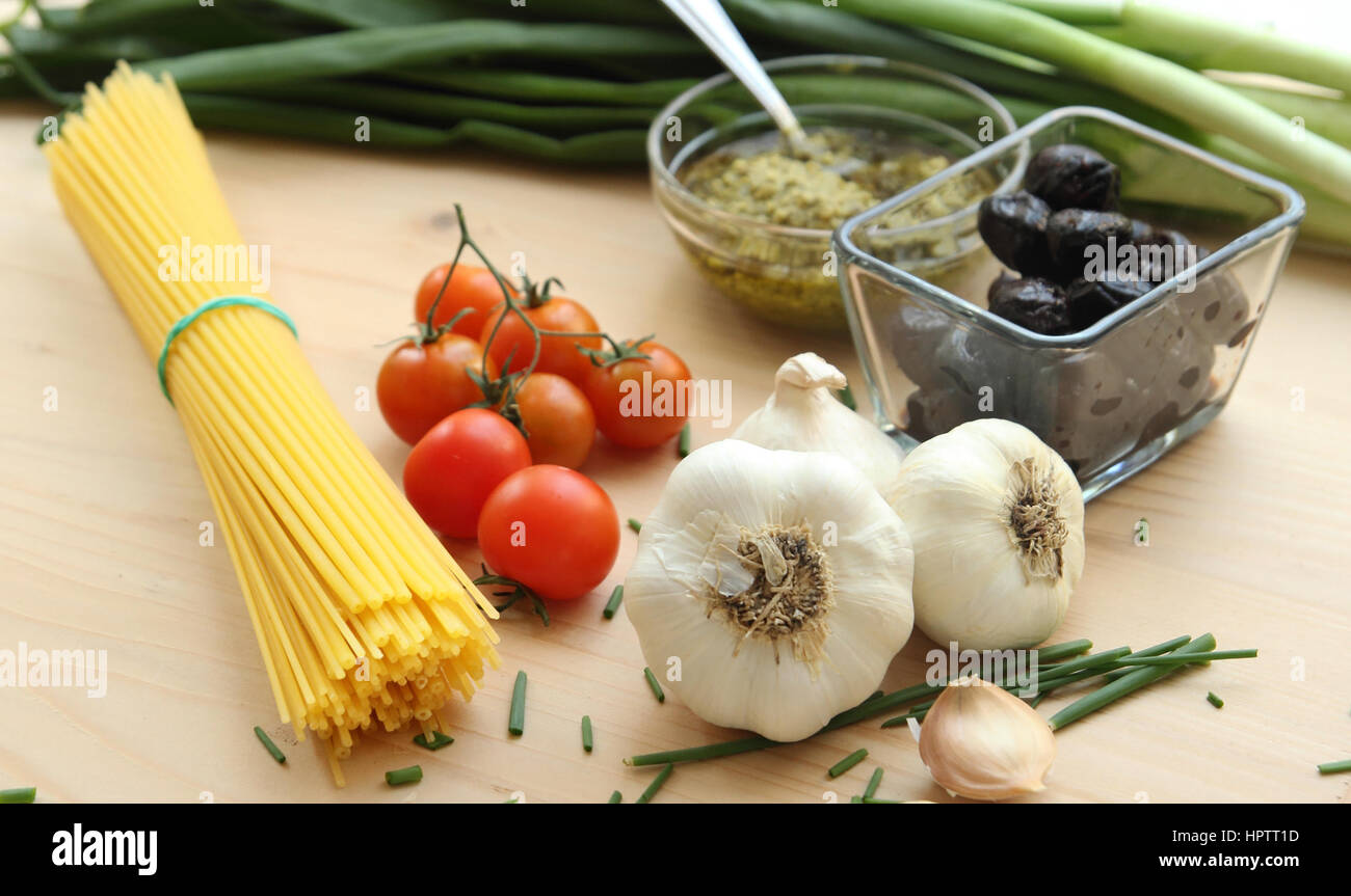 italian pasta cooking ingredients Stock Photo