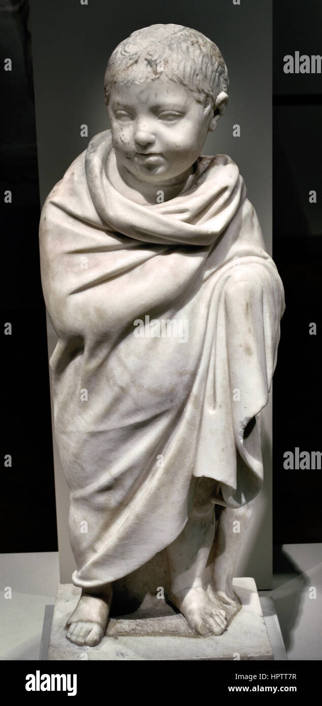 Boy in a cloak from near Herculaneum 1st Century AD Italy Roman Stock Photo