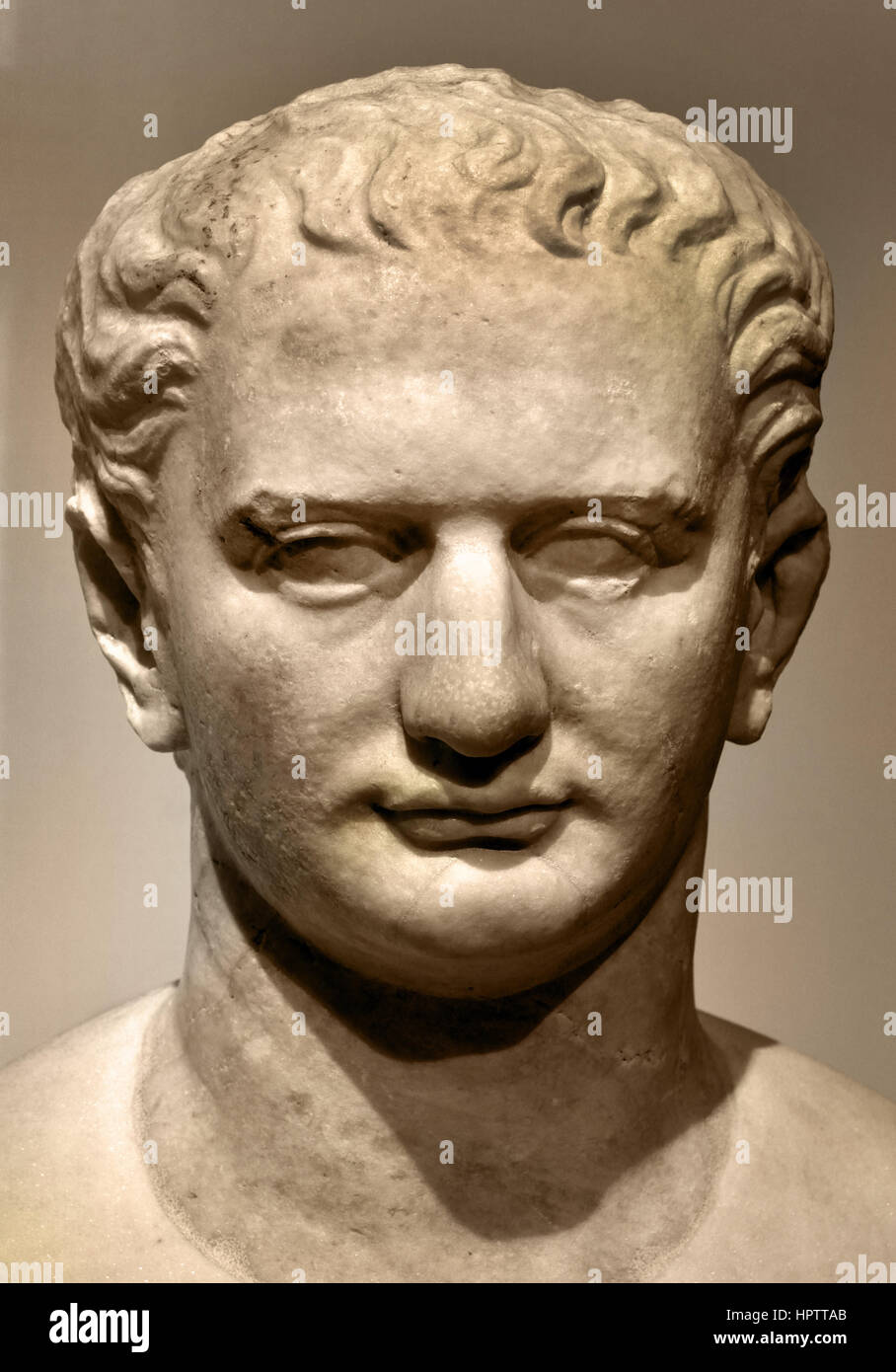 Bust of Emperor Domitianus - Domitian ( Titus Flavius Caesar Domitianus 51 –96 Emperor of Rome from 81 to 96. He was the younger brother of Titus and son of Vespasian, Roman . Stock Photo