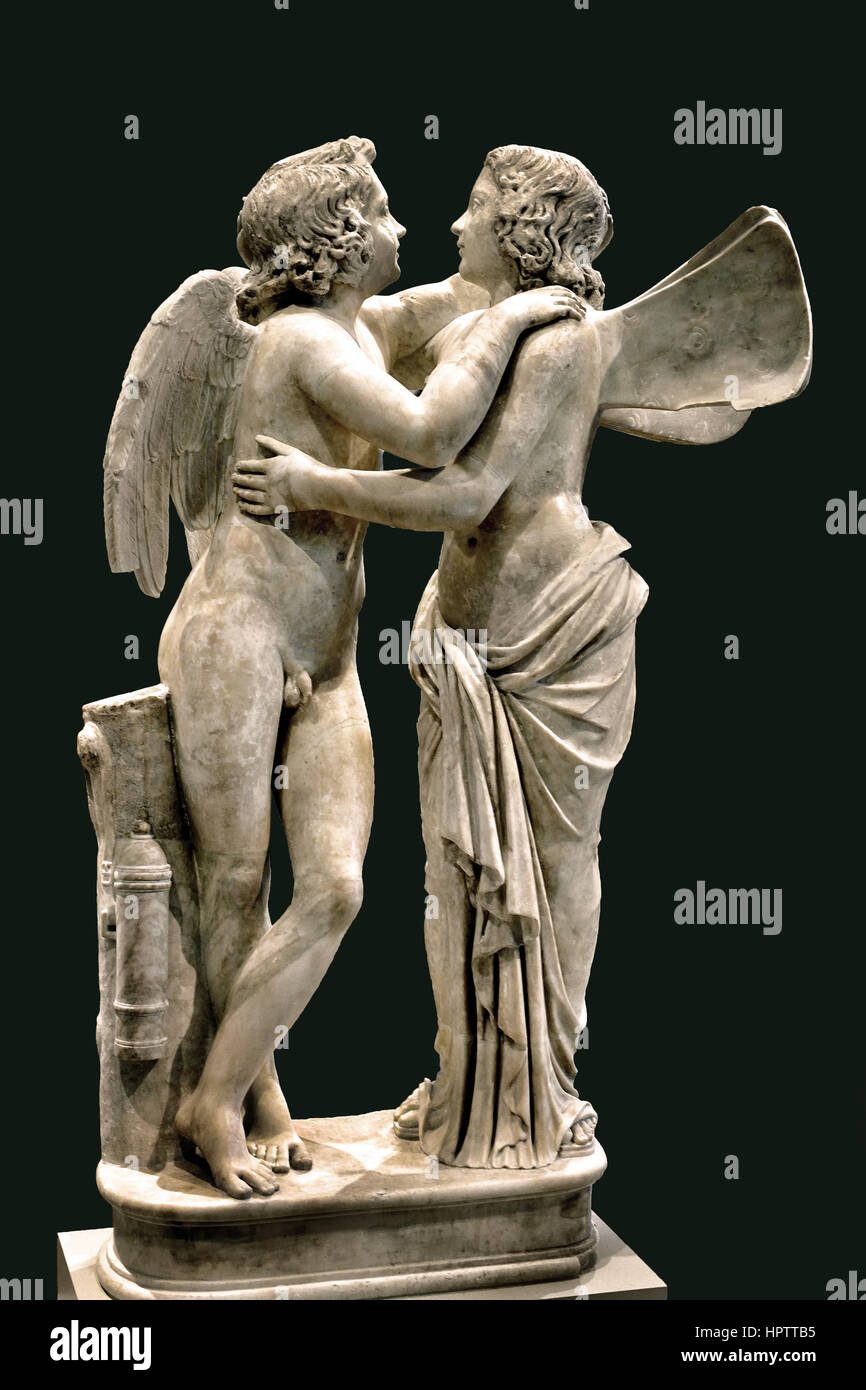 Amor and Psyche; Roman Copy around 150 AD, Original 1rst century BC Stock Photo