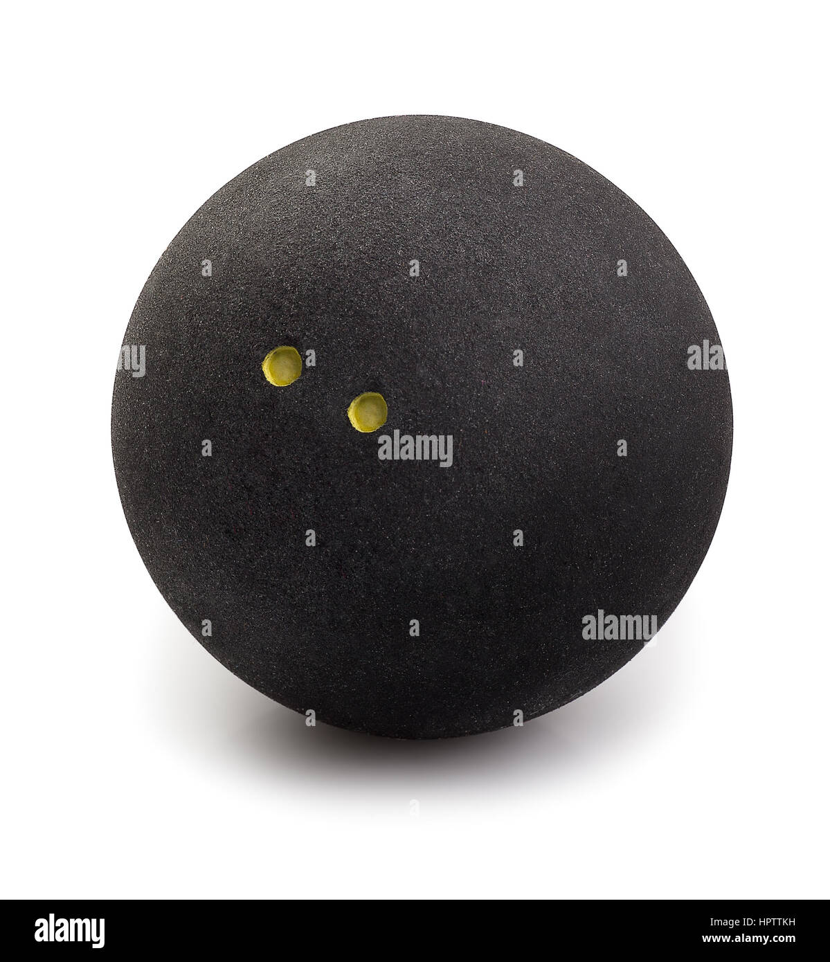 Squash ball with two dots isolated on white with clipping path. Closeup