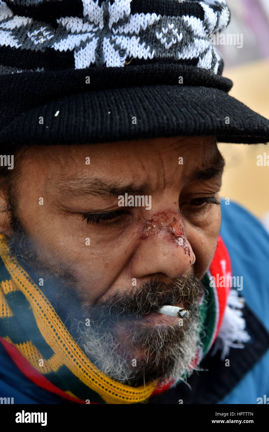 Dean Deoasoas,54, is a homeless man living on the streets of Cardiff. Stock Photo