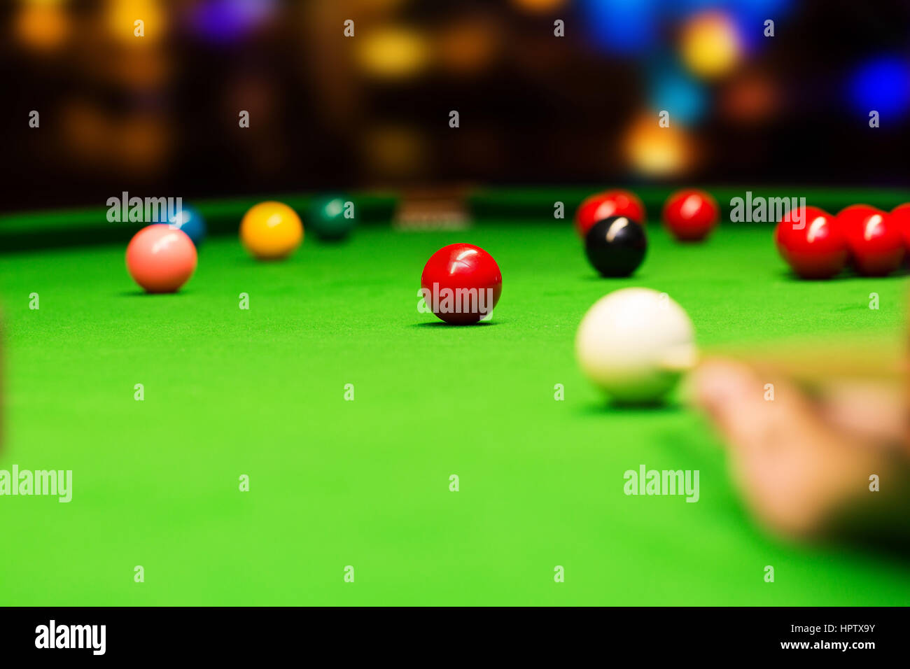 playing snooker in bar Stock Photo Alamy
