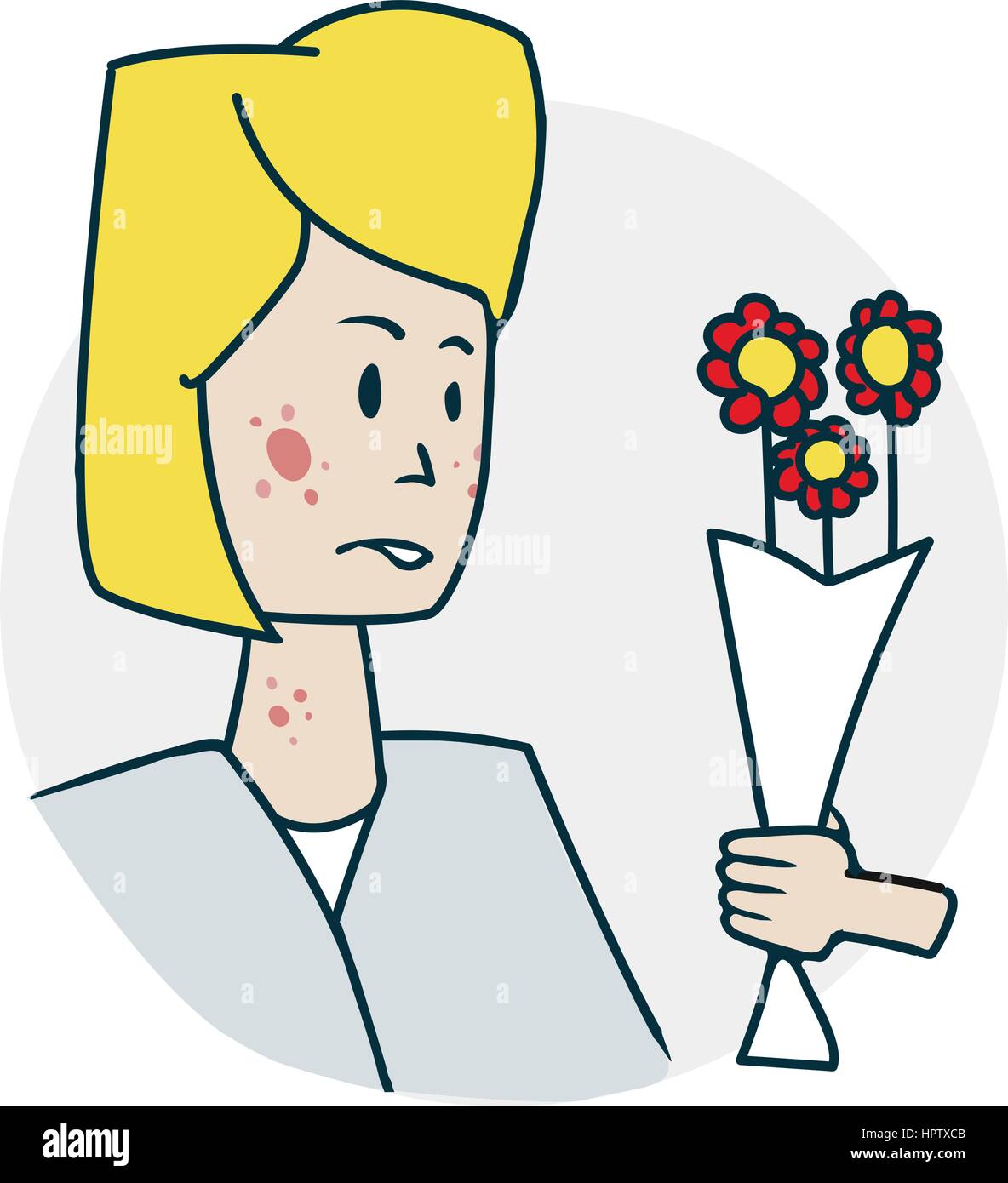 Woman is allergic to flowers Stock Vector Image & Art Alamy