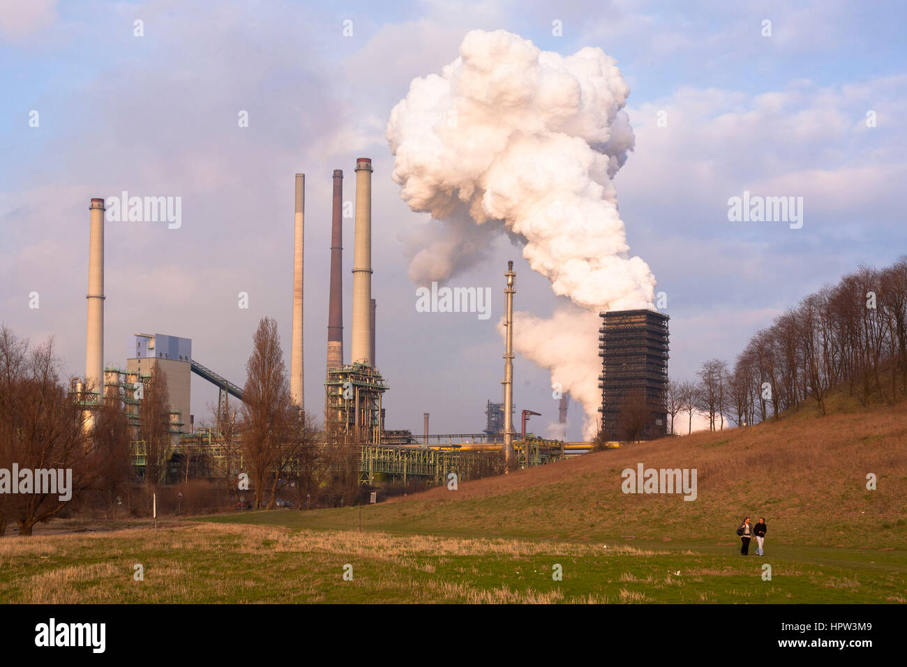 Germany, Duisburg, coking plant Schwelgern at the river Rhine Stock Photo