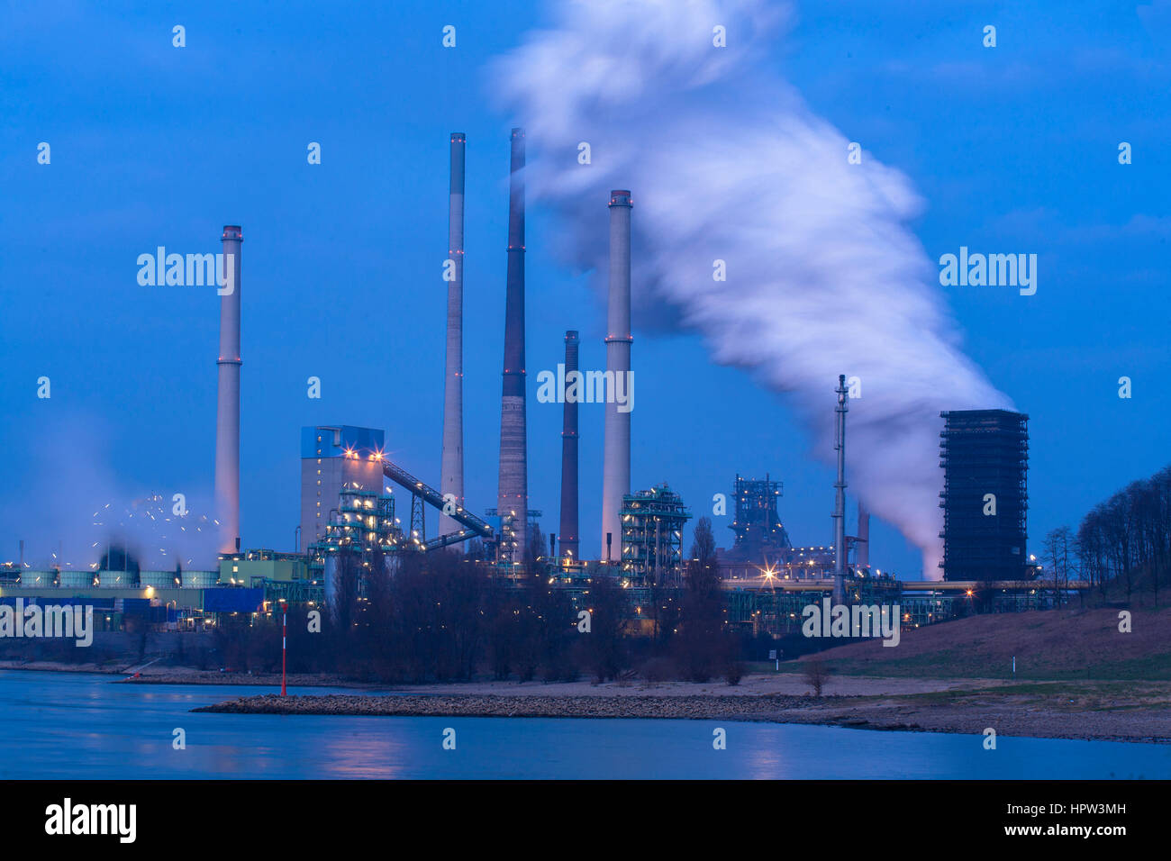 Germany, Duisburg, coking plant Schwelgern at the river Rhine Stock Photo