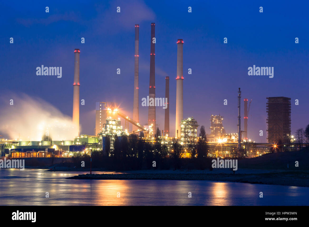 Germany, Duisburg, coking plant Schwelgern at the river Rhine Stock Photo