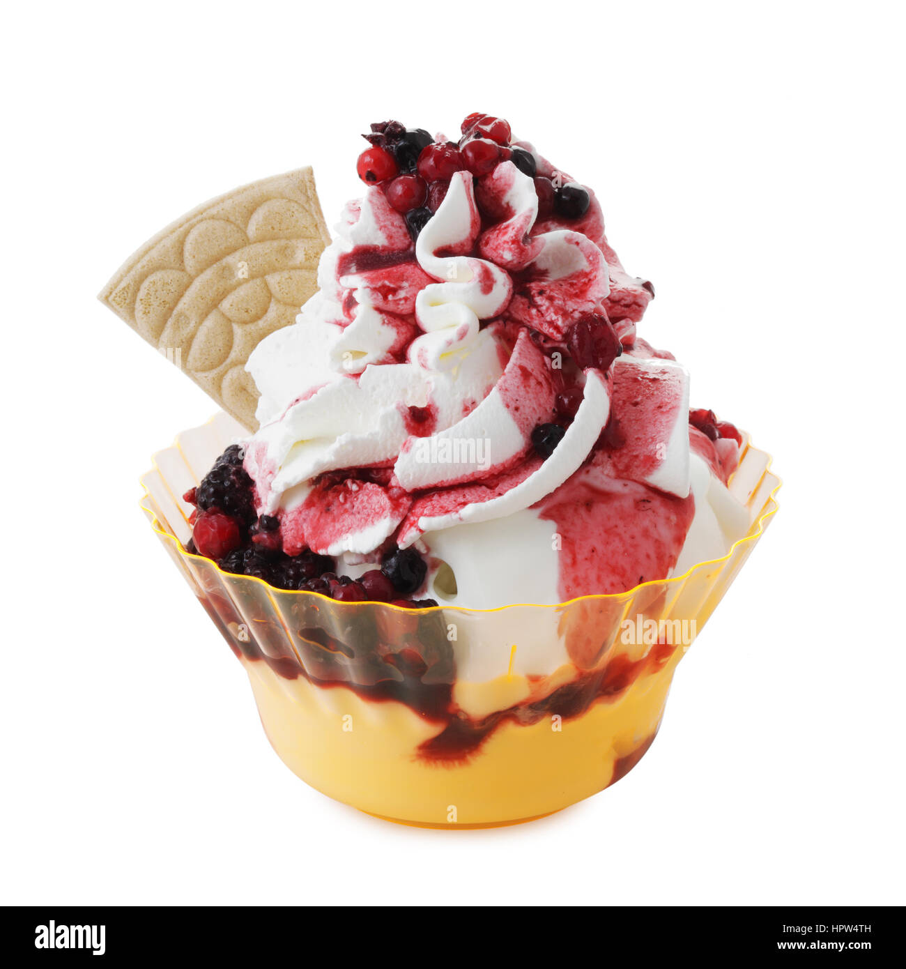 Ice-cream sundae on a white background Stock Photo - Alamy