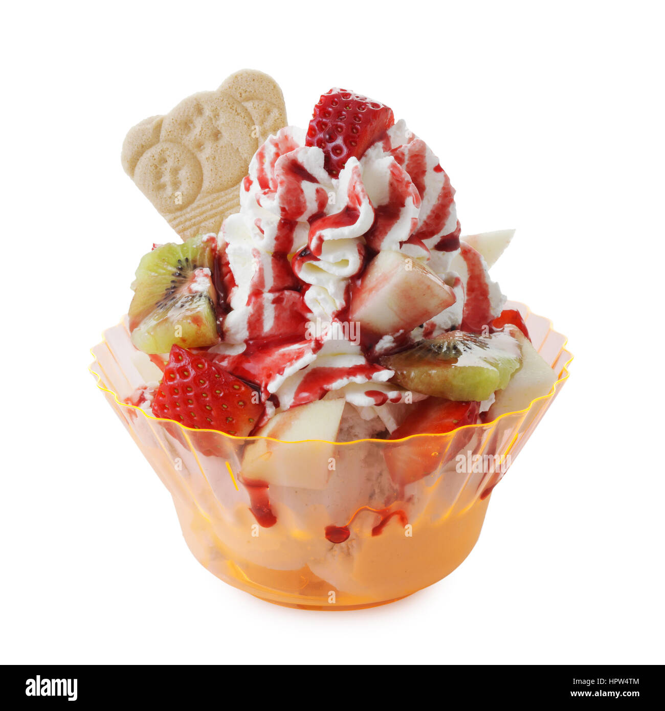 Fruit icecream sundae on a white background Stock Photo Alamy
