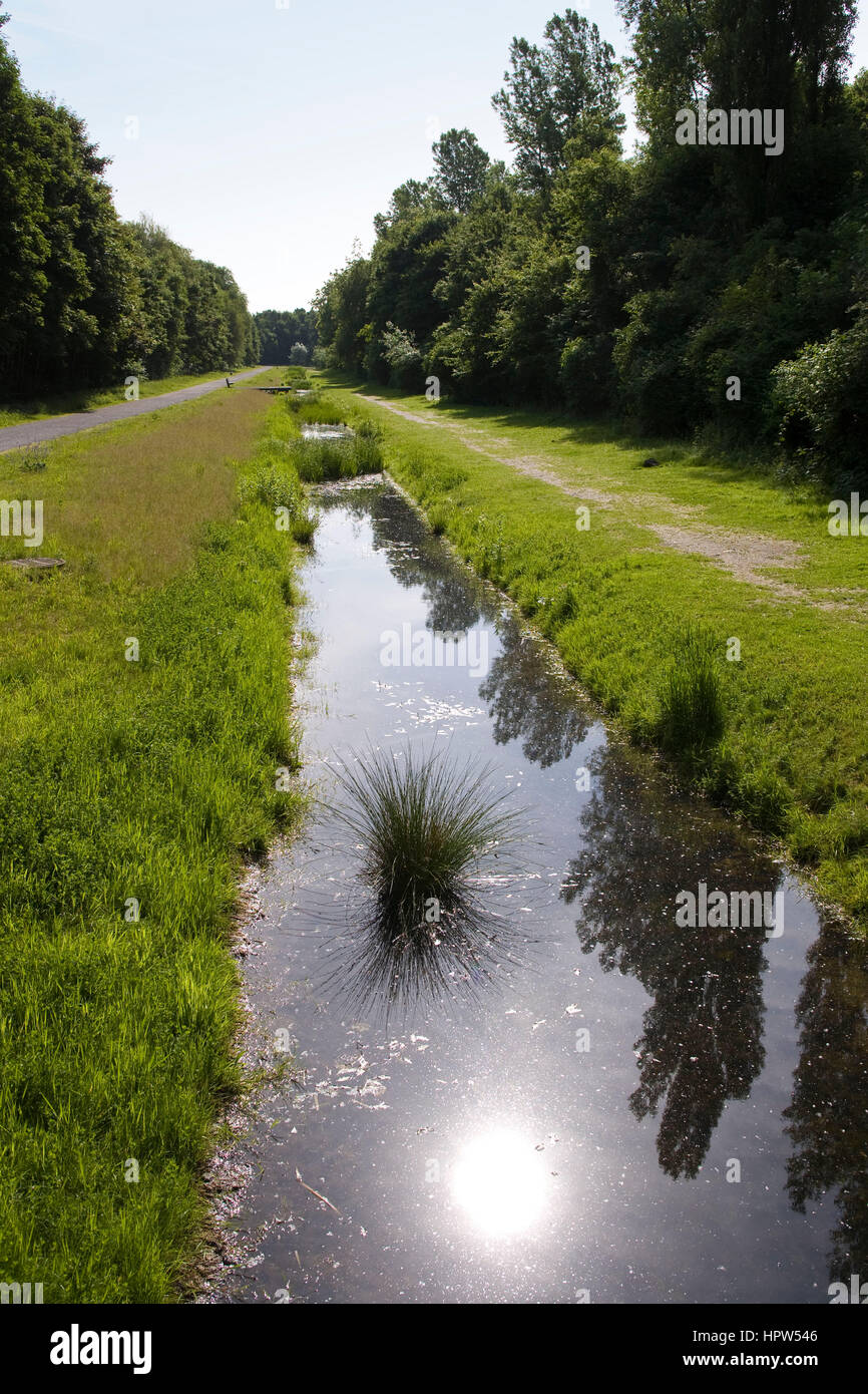 Europe, Germany, Duisburg, the renaturated river Emscher at the Duisburg-Nord Country Park Stock Photo