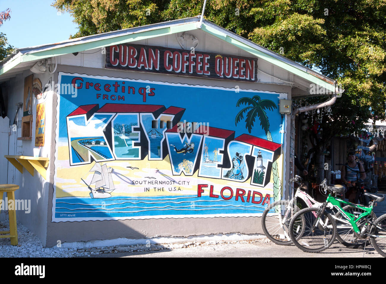 Cuban Coffee Queen restaurant in Key West, Florida. Stock Photo