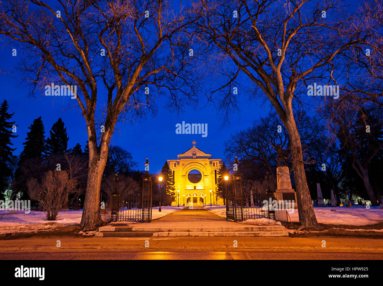 Winnipeg Boniface Cathedral at night Stock Photo