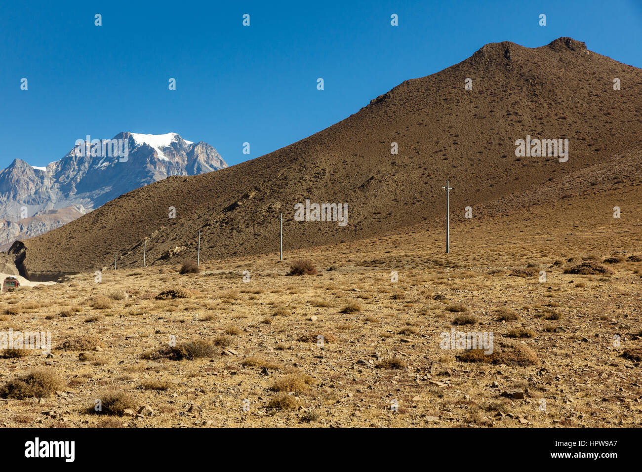 power transmission line in the Himalayas, Nepal Stock Photo Alamy