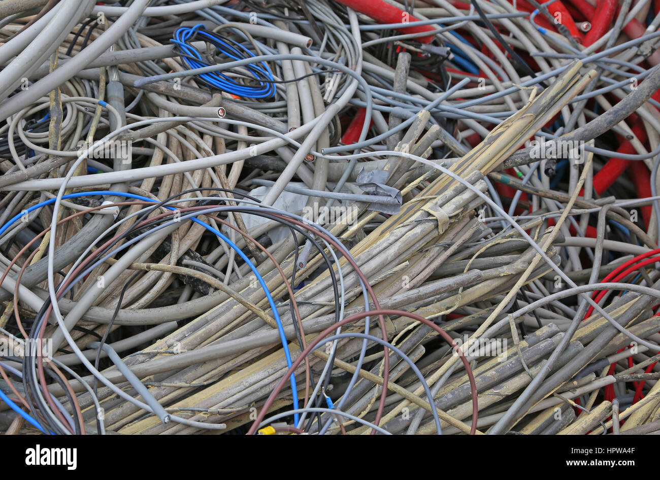background of power cord ready for harvest in the collecting point for