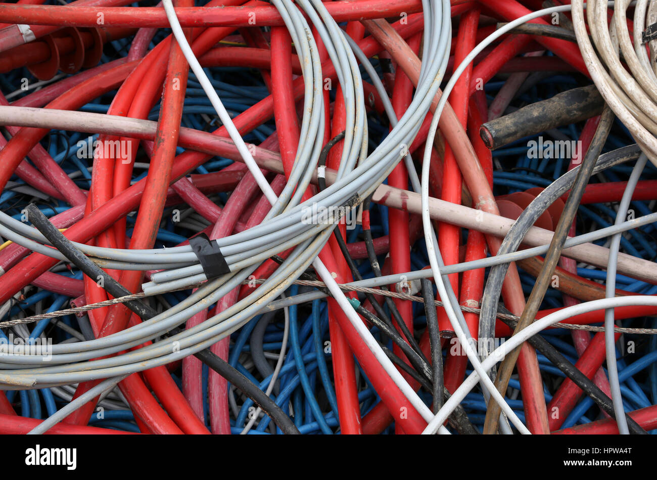 old electrical wires of various sizes and colors ready for recycling Stock Photo Alamy