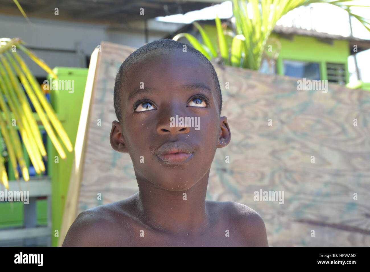 Sandy beach, coast in Negril, Jamaica, Caribbean. Native at tourists