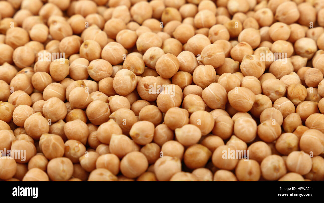 Dried chickpea beans close up pattern background, high angle view Stock Photo
