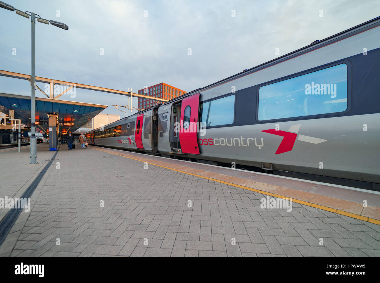 Cross Country trains service on a platform at Reading Station in Berkshire, UK Stock Photo